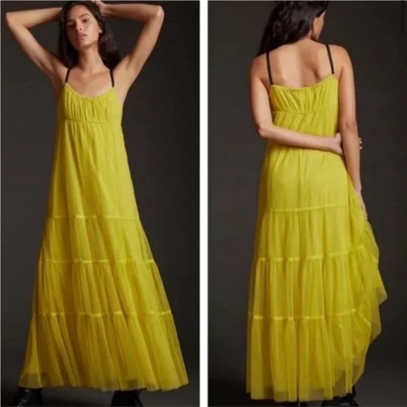 Anthropologie Maeve Tulle Tiered Maxi sz L - Picture 3 of 12